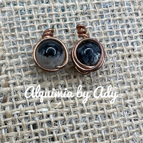 8mm copper tourmaline stud earrings - Picture 1 of 1